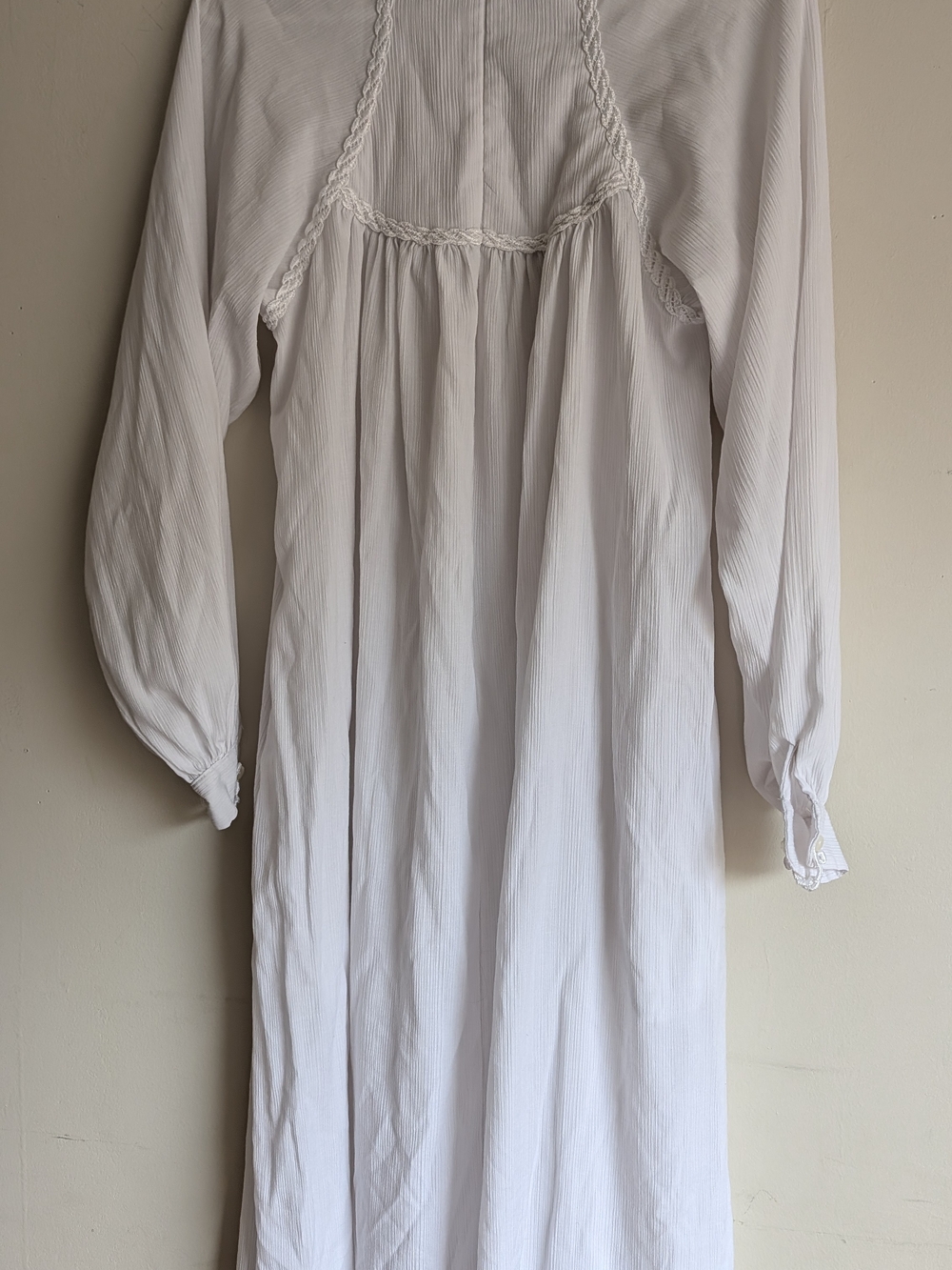 Le Voys White Long Sleeve Maxi Dress with Pleated Yoke - Picture 3 of 7